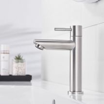 Pnuaticm - Robinet Salle Bain Eau Froide Uniquement avec Bec Hauteur 11,3 cm, Robinet Lave Main Eau Froide en Acier Inoxydable, Robinet Lavabo Eau