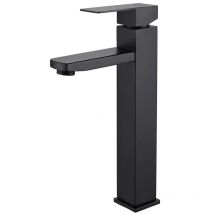 Black Bathroom Faucet Square Basin Mixer Hot and Cold Water Faucet Bathroom Mixer Stainless Steel(With 80cm inlet hose)