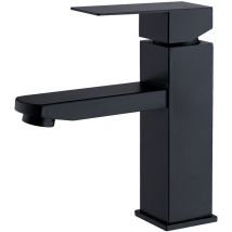 Homelody - Robinet Salle Bain Noir acier inoxidable avec Poignée Carrée Mitigeur lavabo Eau Froide Chaude Disponible Robinetterie Lave Mains