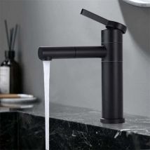 Cyslmuk - Robinet Salle de Bain Bec Pivotant 360° Mitigeur Lavabo Noir Mitigeur pour Vasque Robinetterie de Lavabo en Acier Inox-robinet lavabo vasque