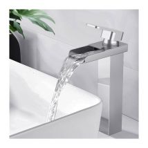 Ubeegol - Robinet Salle de Bain Cascade Haut Mitigeur pour Vasque Chromé Robinet Design Moderne Corps en Acier Inox