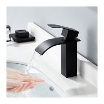 Homelody - Robinet Salle de Bain Cascade Mitigeur de Lavabo en Acier Inox Noir Robinet de Lavabo Monotrou à Deux Voies Design Moderne