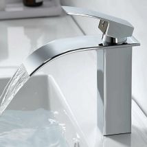 Gabrielle - Robinet Salle de Bain Cascade Mitigeur de Lavabo en Laiton Robinet à Deux Voies Chromé Design Moderne