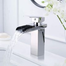 Vtizikl Robinet Salle De Bain Cascade, Mitigeur Lavabo Chromé, Ultra-large 6cm, Eau Froide & Chaude Disponible, Acier Inoxydable, Valve En Céramique, 