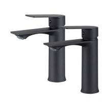 Ubeegol - 2X Robinet de Lavabo Noir Mitigeur Salle de Bain Monotrou Mélangeur l'eau Chaude et Froide pour Salle de Bain en Acier Inox