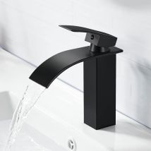 Robinet Salle de Bain Cascade,Mitigeur en Laiton, Eau Chaude et Froide Disponible, Robinetterie Chromé g 3/8 - Noir