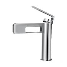 Robinet Salle de Bain Design Créatif Moderne, Robinet de Lavabo Noir, Mitigeur Salle de Bain Robinetterie Lavabo Monotrou, Laiton(argent)