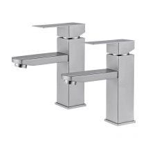 2PCS Robinet Salle de Bain Mitigeur de Lavabo à Deux Voies pour Salle de Bain Robinet de Lavabo en Acier Inox Robinetterie Lavabo Brossée Classique