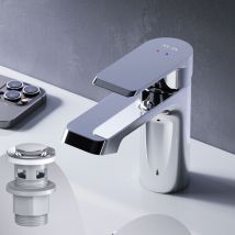 Am.pm - Mitiguer Lavabo avec bonde clic clac pour lavabo Robinet Salle Bain Chrome Robinet de Lavabo pour Salle de Bain Mélangeur Lavabo en Laiton