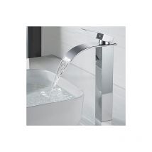 Moderne Robinet Lavabo Haut, Design Elégant Robinet de Lavabo , Haut Mitigeur Monocommande Lavabo en Laiton, Eau Chaude et Froide Disponible,