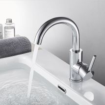 Auralum - Robinet de Lavabo U-forme Mitigeur Eau Froide et Chaude en Laiton Rotation à 360° Robinet de Vasque à Poser pour Salle de Bains, Chromé