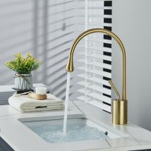 Suguword - Robinet Salle de Bain Robinetterie Bec Pivotant, Mitigeur Robinet en Laiton Lavabo Salle de Bain, Laiton