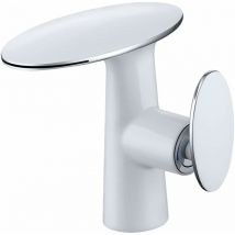 Gotrays - Robinets de lavabo en laiton blanc Poignée cascade de salle de bains Robinet unique Eau froide et chaude Navire Évier Mitigeur Grue,blanc