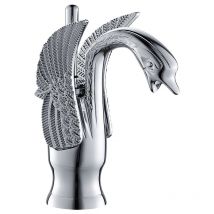 Gotrays - Robinets de lavabo Robinet Salle de bains Lavabo Robinet Hôtel Cuivre Mitigeurs Robinets chauds et froids-Court,Argent