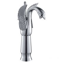 Gotrays - Robinets De Lavabo Robinet Salle De Bains Lavabo Robinet Hôtel Cuivre Mélangeur Robinets Robinets Chauds Et Froids Longue, argent