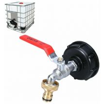Robinets pour Cuve ibc de 1000L rtgpt - Adaptateur pour Réservoir d'Eau ibc 1/2' - Double Robinet de Récupération d'Eau de Pluie en Laiton et en pp