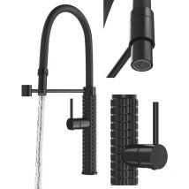 Granitan - robinetterie de cuisine avec bec flexible noir robinet d'évier moderne fano