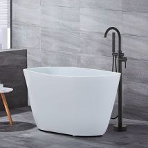 Robinetterie sur Pied pour Baignoire Îlot en Mélange de Chrome Zinc et Laiton 110 cm de Hauteur - Noir
