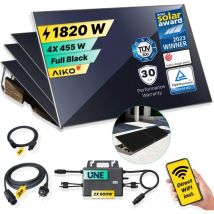 Robinsun - Kit Solar Enchufable Performance Flat 1.820Wp, 4 paneles Aiko 455Wp + 2 Microinversores 800W con Wifi incluído +Cable 3m + 4 Fijaciones 20o