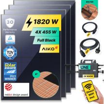 Robinsun - Kit Solar Enchufable Performance Roof 1.820Wp, 4 paneles Aiko 455Wp+2 Microinversores 800W Wifi incluído+Cable 3m+4 Fijaciones Atornillado