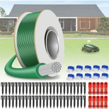 50m Robot Mower Cable + 50 Stakes + 10 Cable Connectors + 10 Connection Terminals, Lawn Mower Peripheral Wire Compatible with Gardena Bosch Husqvarna