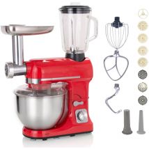 Robby - Robot multifonctions 5l 1000w rouge avec hachoir et blender 1,5l en verre robimix rouge