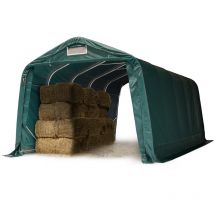 Toolport - Robuster Weideunterstand 3,3x6 m wetterfeste pvc Plane 800N Unterstand Lagerzelt, für Beton, grün