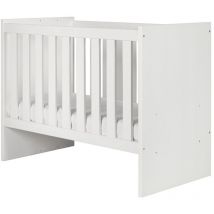 Meublorama - Robustes Babybett 60x120, erweiterbar zu einem Kinderbett 90x200 in Weiß, Kollektion danaé.