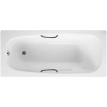 Carla Eco Anti-Slip Single Ended Steel Bath with Grip Holes - 1700mm x 700mm - 2 Tap Hole - Roca