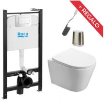 Pack wc con bastidor Roca Active + Taza sat sin rida + tapa cierre amortiguado + placa roca blanca + Escobilla gratis - Swiss Aqua Technologies