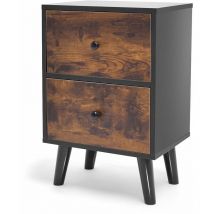Frankystar - Rocco - Mesita de noche de dise oen madera con 2 cajones. Mesita de noche contempornea, mesa de sof o escritorio de estilo industrial