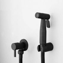 Rociador de bidé de mano negro, grifo de inodoro de acero inoxidable, baño de agua fría, kit de rociado