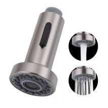 XVX - Rociador de fregadero extraíble con botón de parada, 2 boquillas de pulverización, cabezal de caño cepillado para grifo de fregadero de cocina