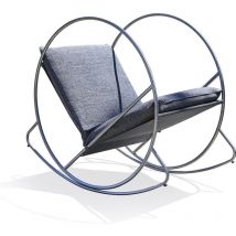 Dcb Garden - caprera - Fauteuil à bascule de jardin en inox et toile plastifiée grise