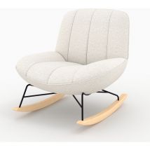 Rendez-vous Déco - Rocking chair en tissu bouclette blanc cassé - alvin