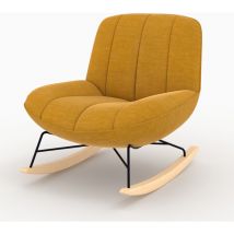 Rendez-vous Déco - Rocking chair en tissu effet velours jaune moutarde - alvin