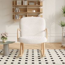 Rocking Chair, fauteuil à bascule confortable en molleton, dossier haut, accoudoir en bois, rembourrage en mousse haute résilience, structure hybride