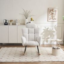 Tanant - Rocking chair, Fauteuil à Bascule en peluche confortable, Dossier rembourré, Cadre Noir, Pieds en Bois Massif, adapté au Salon, à la Chambre