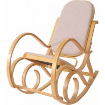 HHG - jamais utilisé] Rocking-chair, fauteuil à bascule M41, imitation chêne, tissu beige