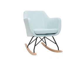 Miliboo - Rocking chair scandinave en tissu menthe à l'eau, métal noir et bois clair aleyna