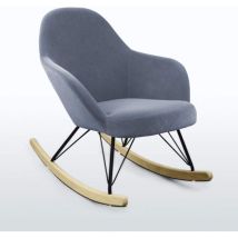 Modernes Design Eiffel Schaukelstuhl Samt Metall Holz Rocking - Dunkel Grau