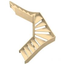 Levigne - Escalier Double Quart Tournant - Sans Rampe Woodup- Double 1/4 Tournant Gauche Sans Contremarche Hêtre Lamellé Collé 285 Cm