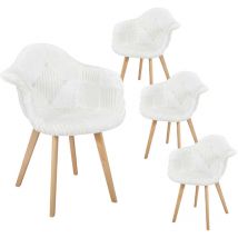 Altobuy - rohan - Lot de 4 Fauteuils Imitation Laine Motif Patchwork Blanc