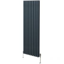 Monster-shop - Röhrenheizkörper Oval & Chrom Thermostatventile Modern Anthrazitgrau 1800 x 600mm