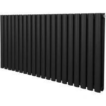 Röhrenheizkörper Oval 600 X 1200mm Horizontaler Wandheizkörper Paneelheizkörper Matt Schwarz Kohlenstoffstahl Wohn- Badezimmer Küche [inkl. 
