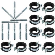 Rohrschelle 32 - 35 mm 1/2 Zoll mit Stockschraube M8 x 80 tx 25 10 Stück