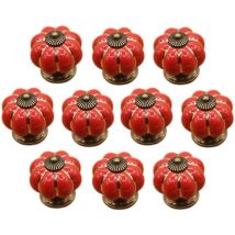 Linghhang - Rojo) 10 pomos de cerámica para cajones de muebles, para cajones y armarios de cocina