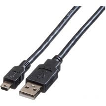Roline USB-Kabel usb 2.0 usb-a Stecker, USB-Mini-A Stecker 1.80 m Schwarz Geschirmt 11.02.8719