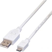 Value USB-Kabel usb 2.0 usb-a Stecker, USB-Micro-B Stecker 3.00 m Weiß Geschirmt 11.99.8755