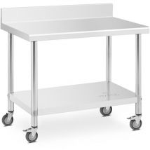 Tisch, Wandarbeitsplatte Mit Kante, Auf Rollen, 1 Ablage, 100 X 60 Cm, Bis 155 Kg